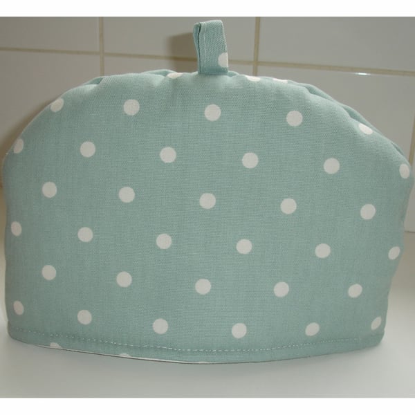 Tea Cosy For A Small Teapot Duck Egg and White Polka Dot