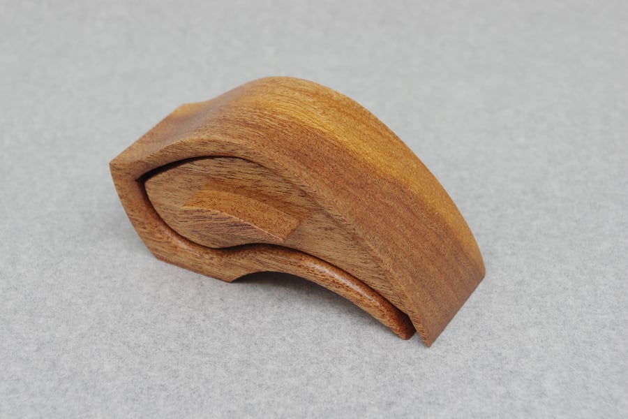 Mahogany handmade "mini" wooden trinket, jewel box. Bandsaw Box.