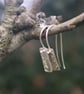 Textured Eco Silver Rectangle Drop Earrings - Image 2