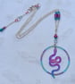 Large Serpent Pendant Necklace - pinks blues - Image 8