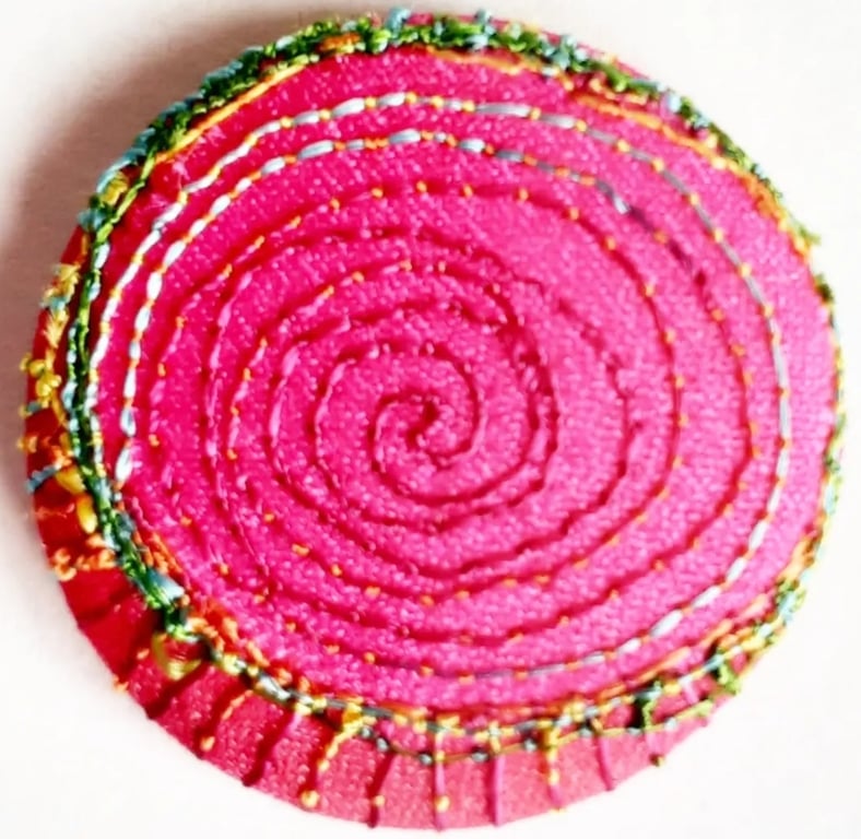 Buttons 1 inch button Hand Dyed Silks and Cottons Free Machine Embroidery Button