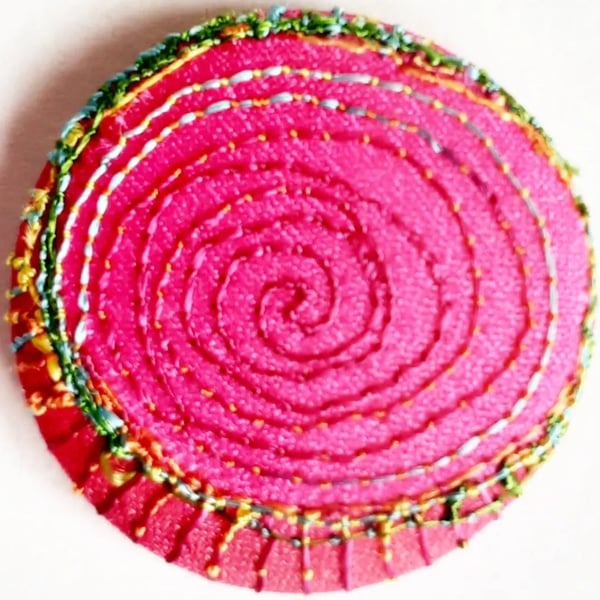 Buttons 1 inch button Hand Dyed Silks and Cottons Free Machine Embroidery Button