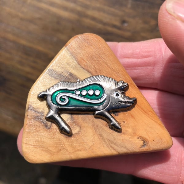 Pagan Boar Yew Brooch