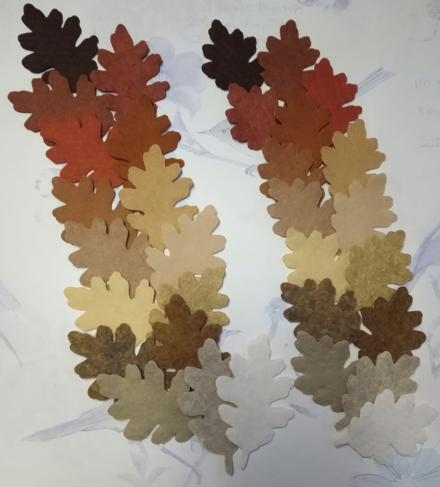 Die cut oak leaves, leaf shapes, wool blend felts, embellishments, craft leaves