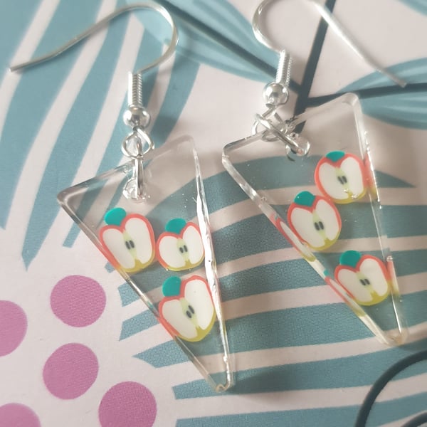 Triangle apple resin earrings