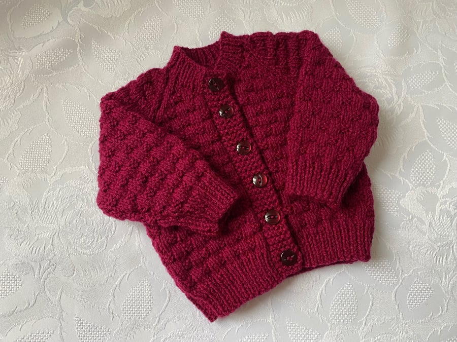 Hand knitted Baby  Cardigan to fit 0 - 3 month approx 16 inch chest