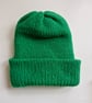 Green Knitted Wool Beanie Hat 5-8 Years Unisex