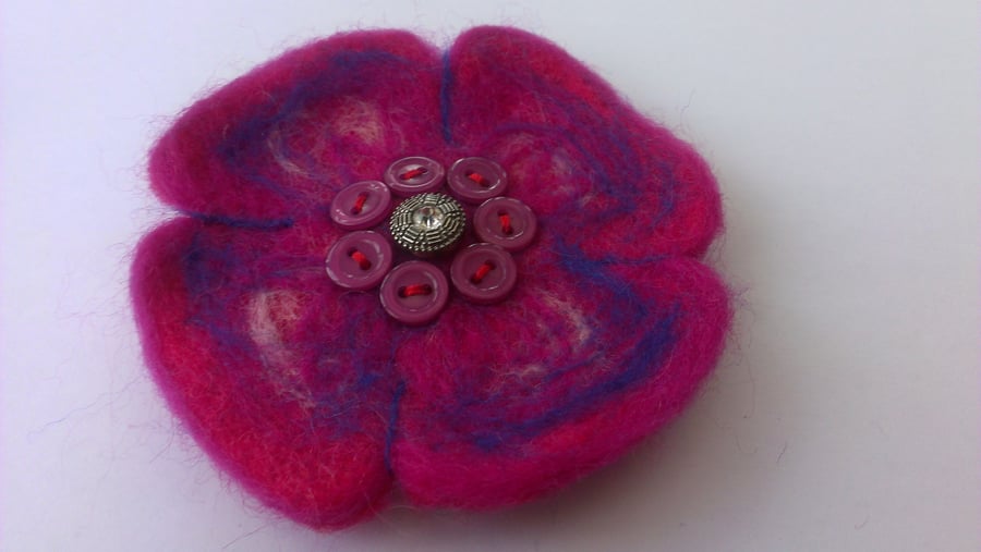 Pink Vintage Button Flower Corsage