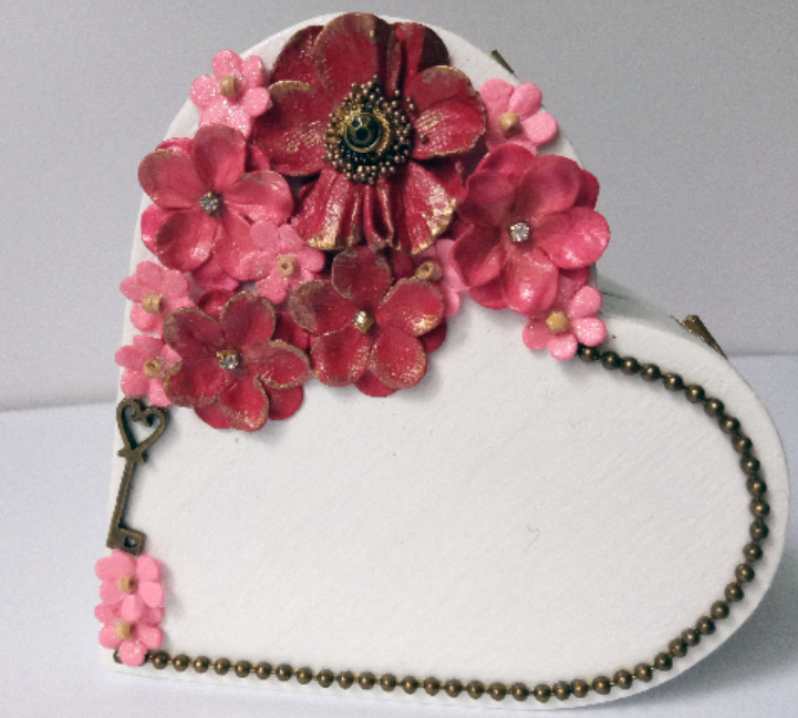 Floral Heart wood jewellery box
