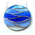 Making Waves Blue Stained Glass Suncatcher Handmade Ring Sea