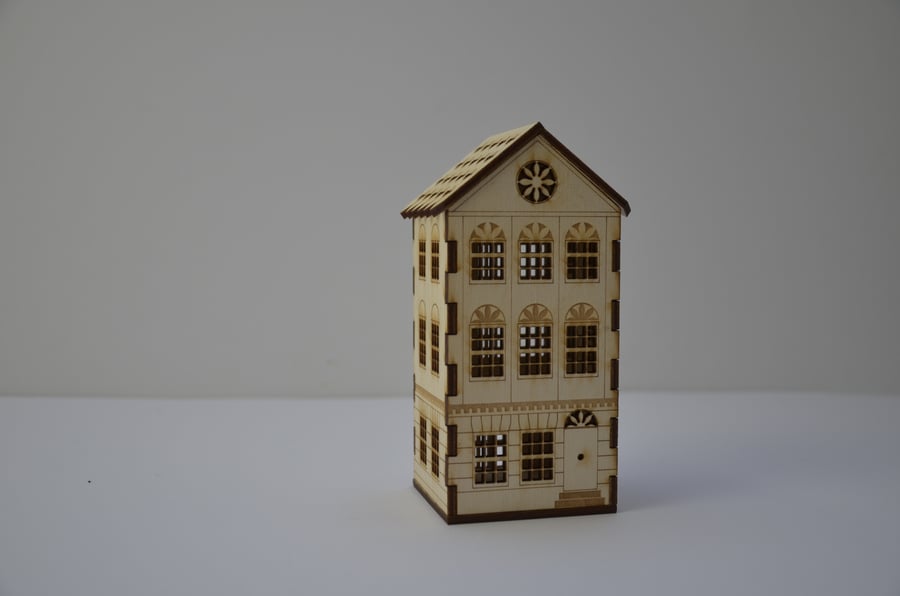 Laser cut town house nightlight