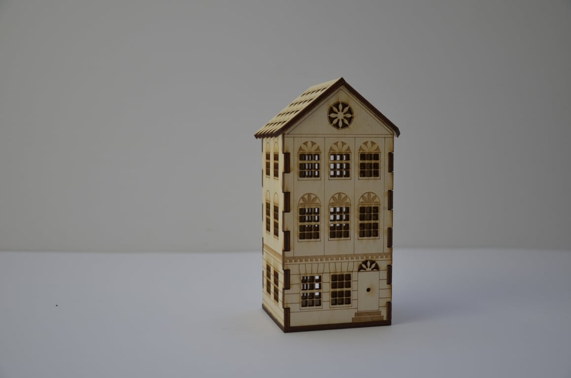 Laser cut town house nightlight