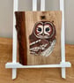 Tawny owl original painting on Oak wood - Image 1