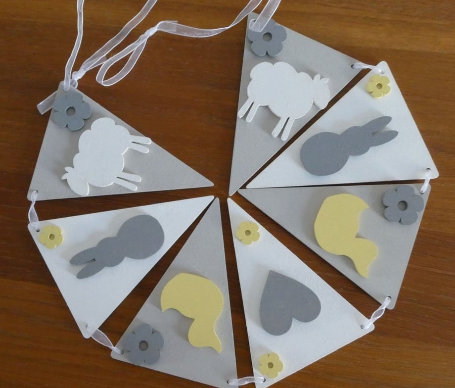 Hand Painted MDF New Baby Bunting