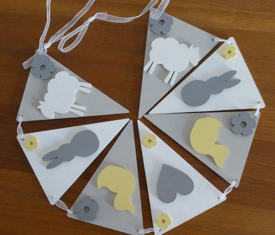 Hand Painted MDF New Baby Bunting