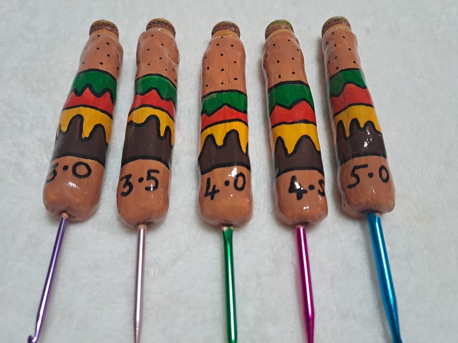 cheeseburger crochet hook set novelty