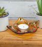 Amber Glass Trinket Dish with Autumn Leaf and Toadstools Detail - Image 4