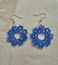 Royal Blue Tatted Lace Earrings – Handmade Lightweight Drop Earrings