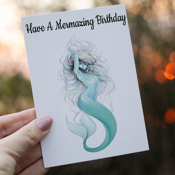 Mermaid Birthday Card, Card for Birthday, Birthday Card, Friend Birthday Card