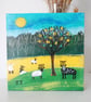 Whimsical Landscape with Sheep and Lyre, Countryside Painting, Cottage Style - Image 5