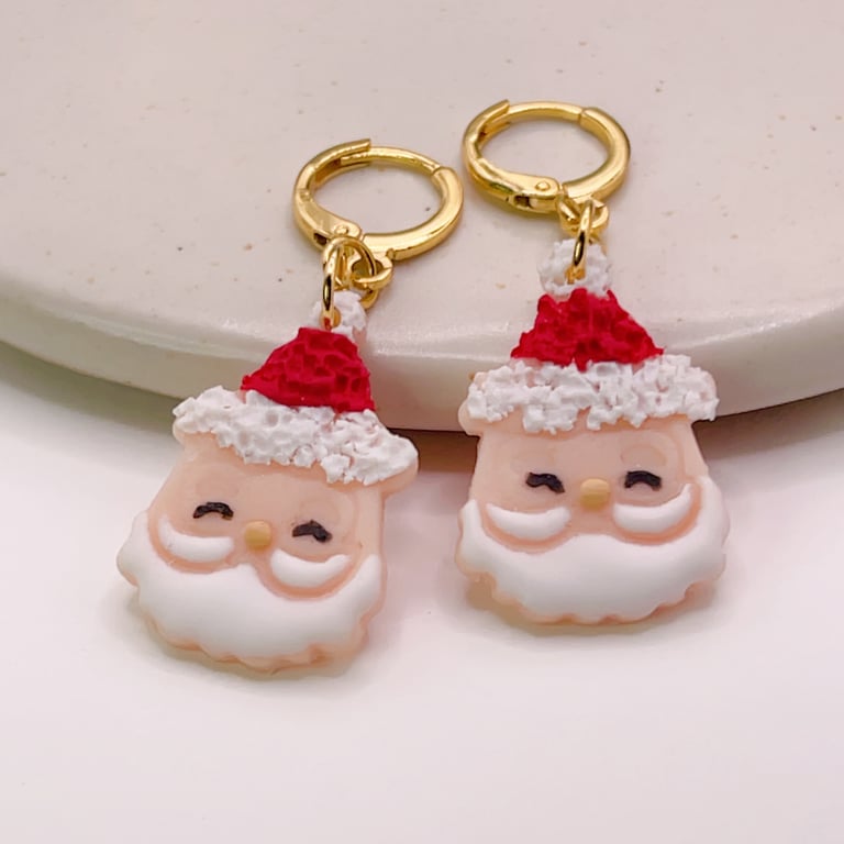 Santa head earrings – polymer clay Christmas jewellery