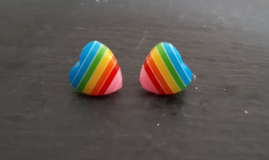 Rainbow heart earrings 