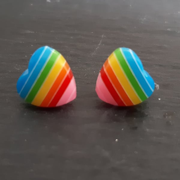 Rainbow heart earrings 