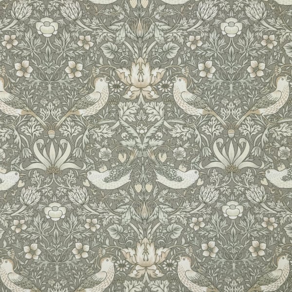 William Morris Water Resistant Tablecloths 100 x 135cm Strawberry Thief Grey