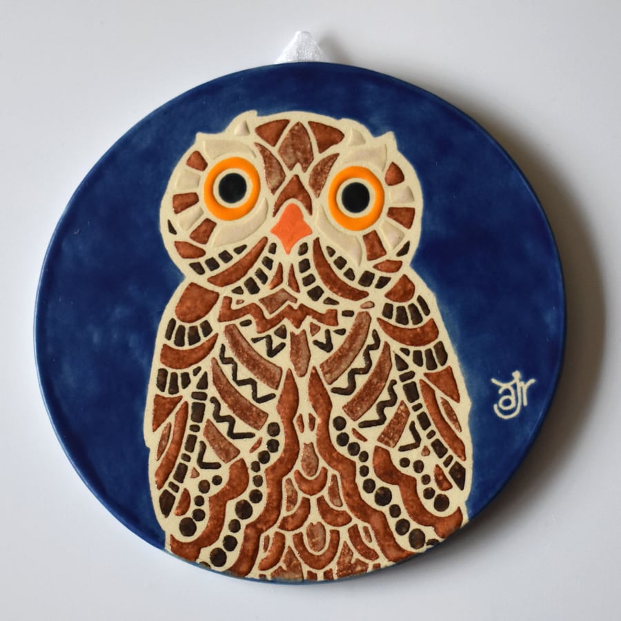 A113 Wall plaque coaster owl (Free UK postage)