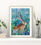 Hare Art Print -  Meadow Hare mounted art
