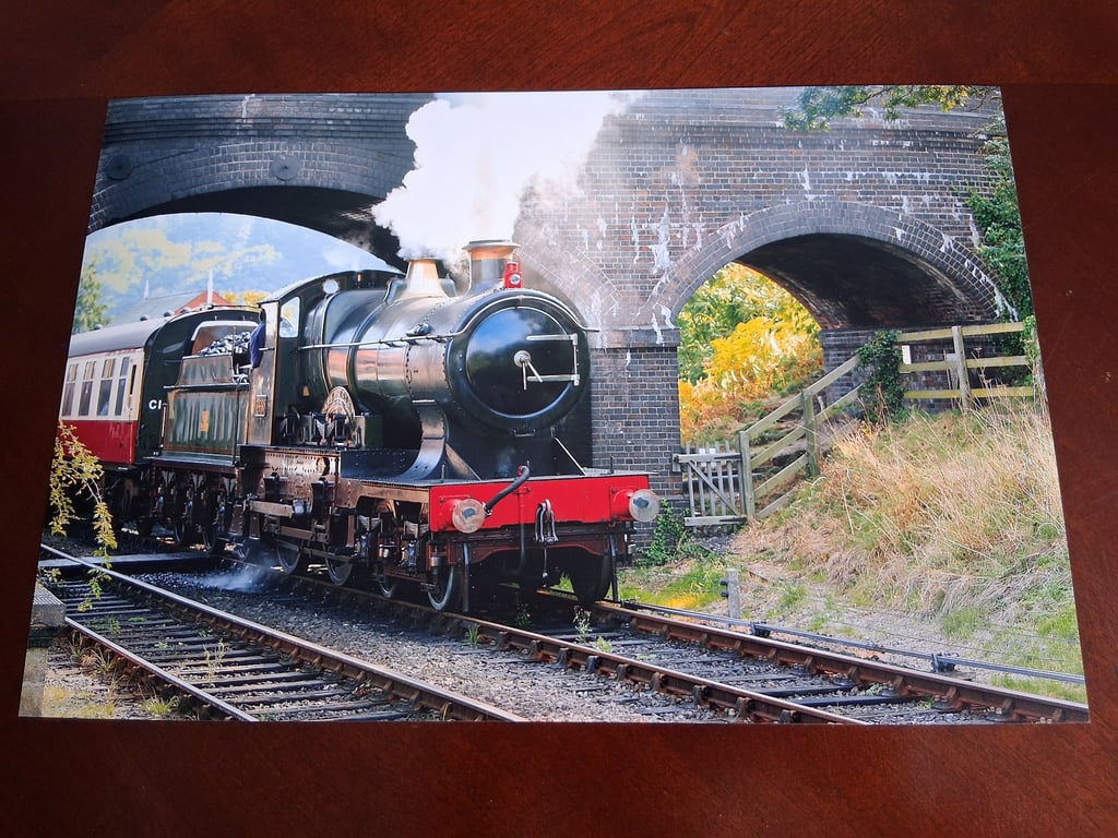 STEAM TRAIN PASSING UNDER BRIDGE PHOTOGRAPH - 12x8