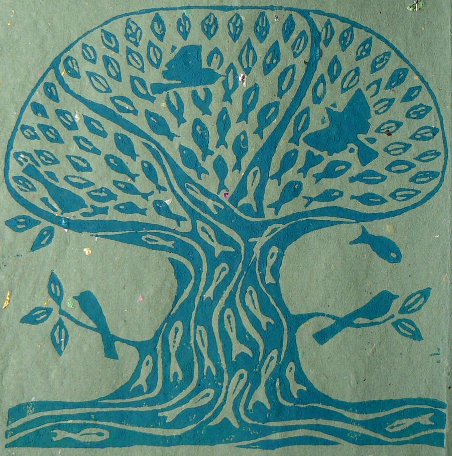 Sea Tree Linocut