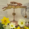 Decorative Copper & Brass Hare with Citrine