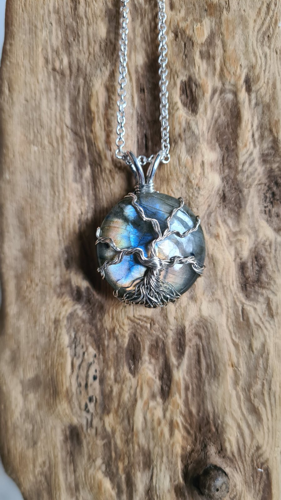 925 Silver & Labradorite Tree of Life Necklace Gift Crystal Jewellery Jewelry