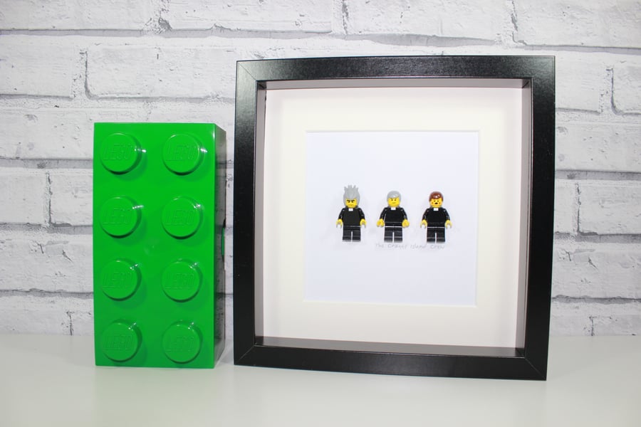 FATHER TED TRIO -THE CRAGGY ISLAND CREW - FRAMED LEGO TED, JACK, DOUGAL
