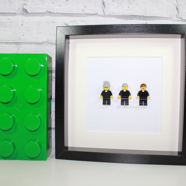 FATHER TED TRIO -THE CRAGGY ISLAND CREW - FRAMED LEGO TED, JACK, DOUGAL
