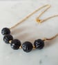 BLACK ROSE NECKLACE-AGATE NECKLACE-FLORAL NECKLACE - FREE UK SHIPPING - Image 1