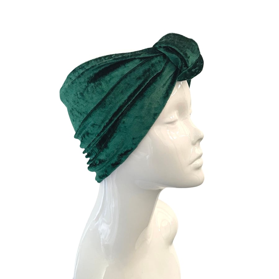 Green Wide Crushed Velvet Headband for Women, Fashion Hair Accessory for Adults