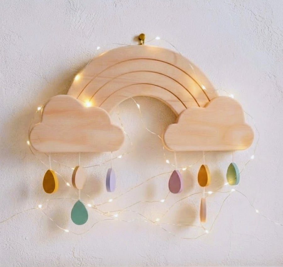 Wooden Rainbow Wall Art - for nursery or bedroom 