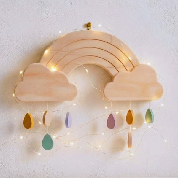 Wooden Rainbow Wall Art - for nursery or bedroom 