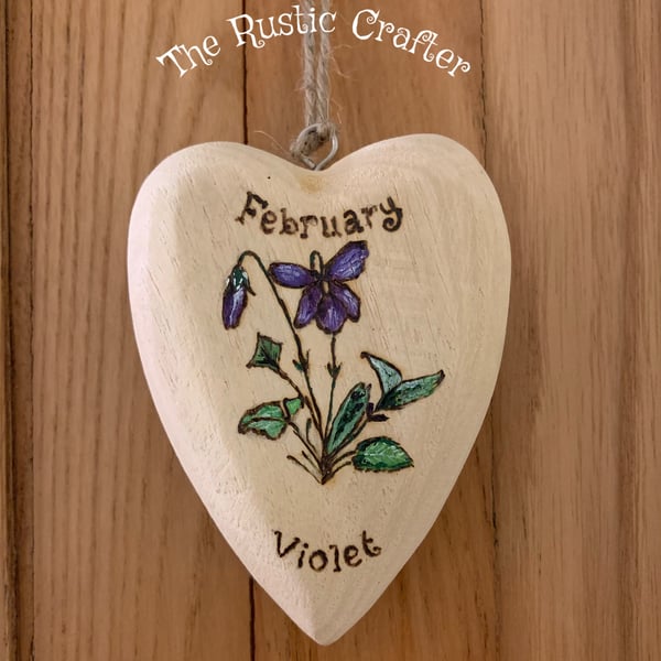 Flower of the month wooden heart