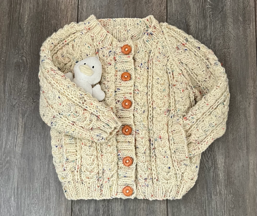 Hand Knitted Cable Pattern Cardigan To Fit Age 3-4 years
