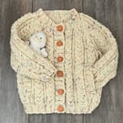 Hand Knitted Cable Pattern Cardigan To Fit Age 3-4 years