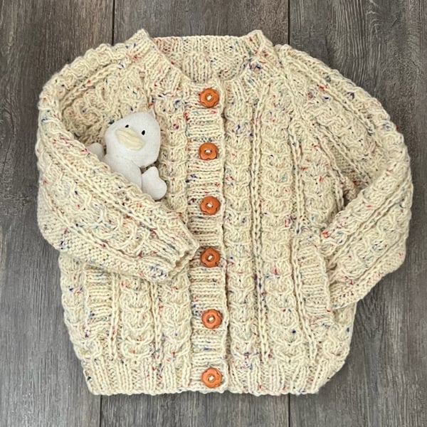 Hand Knitted cable Pattern Cardigan To Fit Age 3-4 years