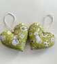 Set 2 Hanging Hearts Green Easter Decoration Bunny Egg Farmhouse Spring Decor - Image 2