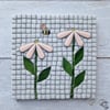 Mosaic flower plaque, pink flower mosaic, pink flowers, mosaic plaque, mosaic