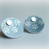 Christmas snowflake winter earrings studs in silver grey