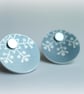 Christmas snowflake winter earrings studs in silver grey - Image 1