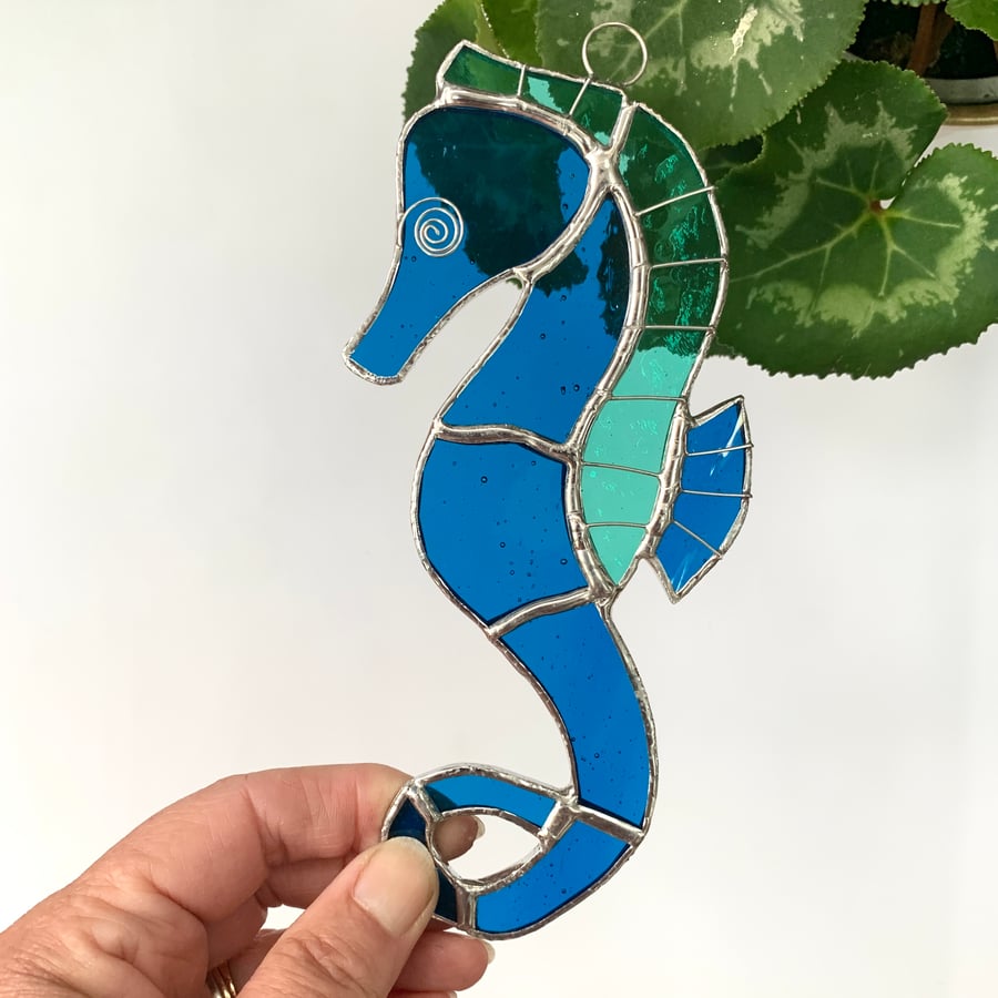 Stained Glass Seahorse Suncatcher- Handmade Window Decoration