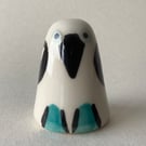 Small Wheel Thrown and Hand-Painted Ceramic Blue Footed Booby Bird